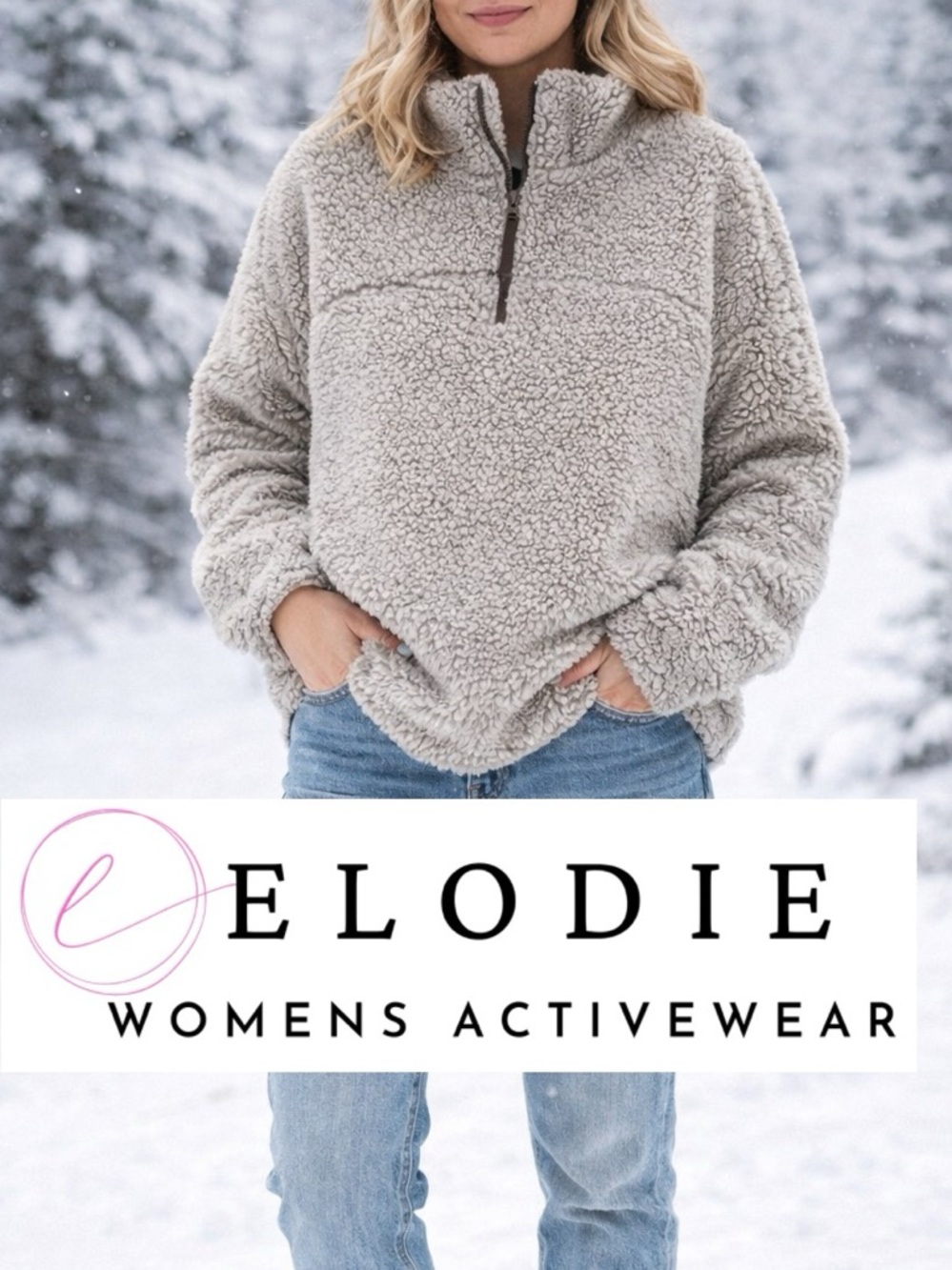 👚🩵🌺Elodie Gray Sherpa Pullover Medium | Cozy Quarter Zip Fleece Sweater